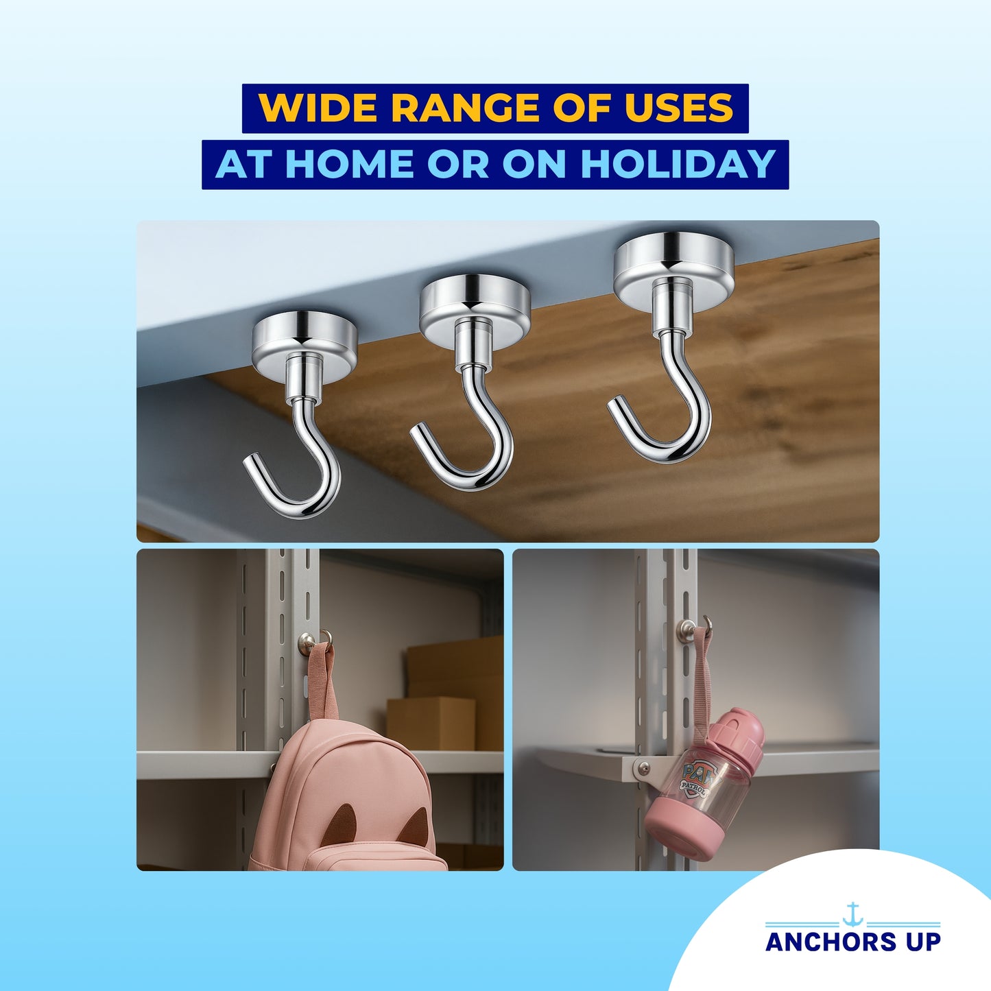 Magnetic Cruise Cabin Hooks - Heavy Duty for Walls & Ceilings - Set of 4