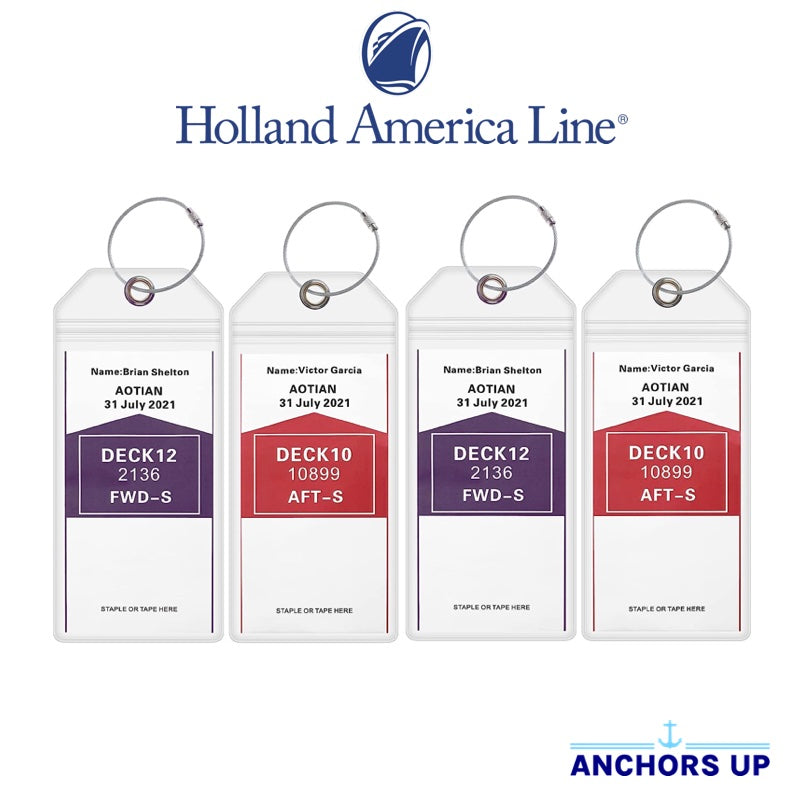 Holland America Luggage Tag Holders - Set of 4 Anchors Up