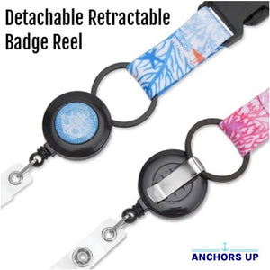 Lanyards with Card Holders, Detachable Retractable, Turtle Design - Set of 2 Anchors Up