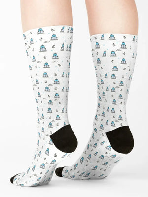 Cruise-Themed White Socks