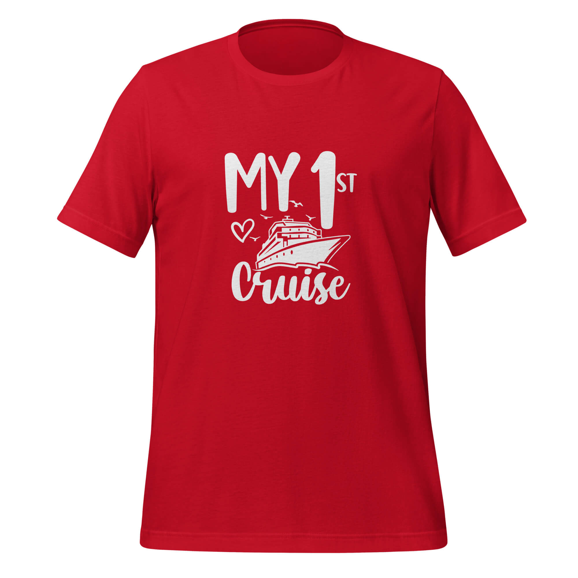 Unisex Cotton Cruise T-shirt - "My first cruise" - Red