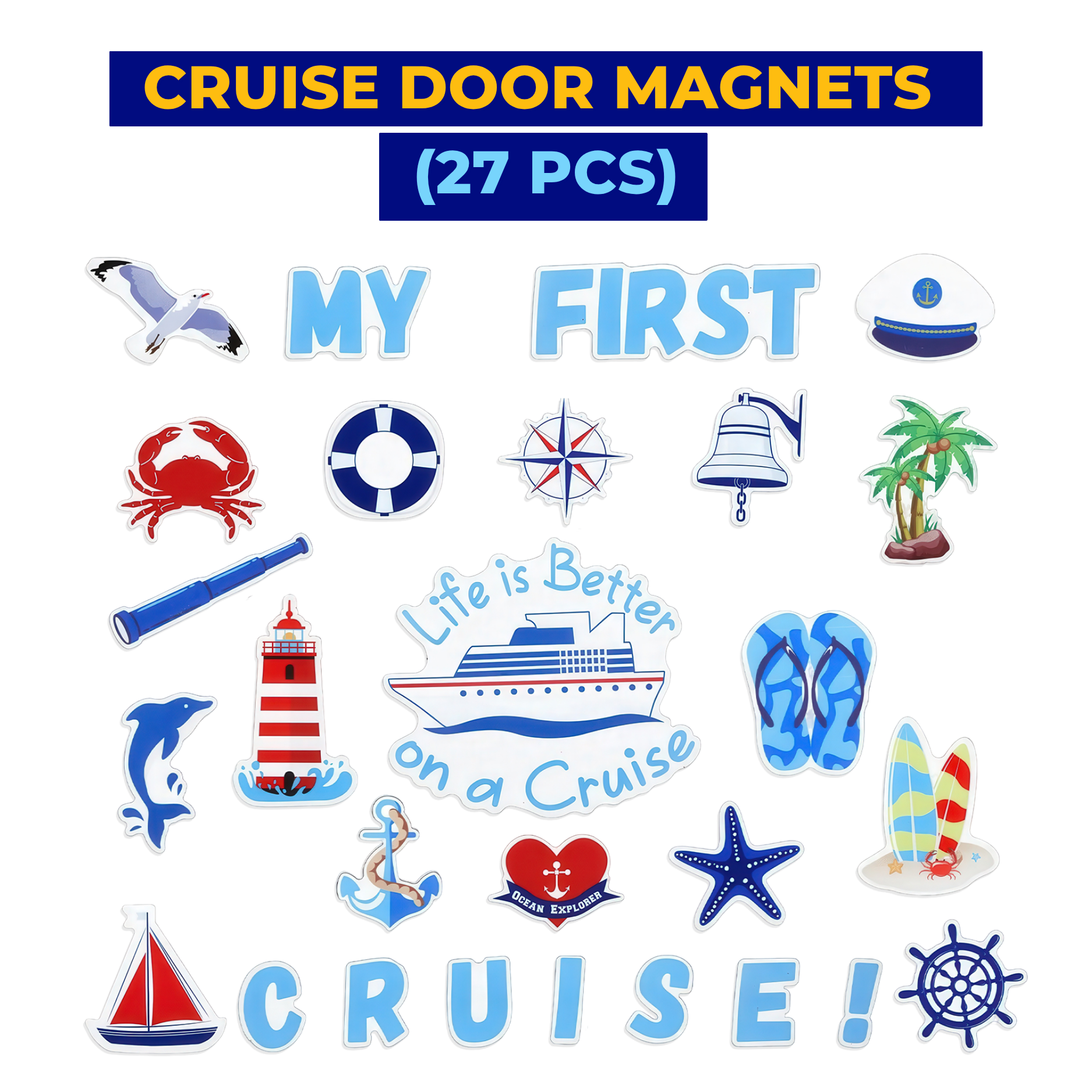 Türmagnete im maritimen Design für Kreuzfahrten, 27er-Set