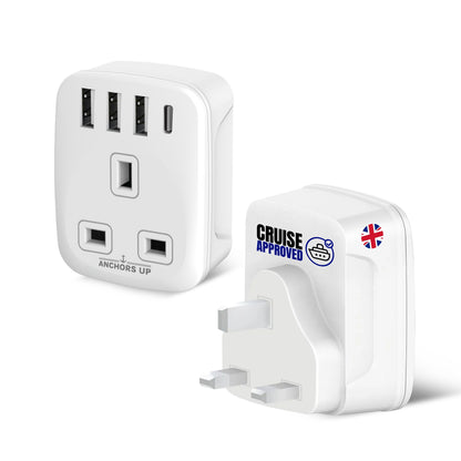Cruise Approved UK Plug Extender 5-in-1 (1 UK + 3 USB-A + 1 USB-C)