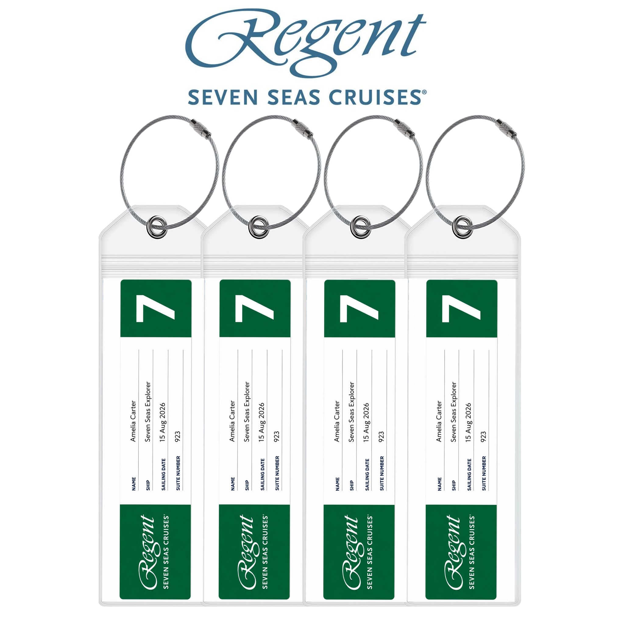 Regent Seven Seas Cruise Luggage Tag Holders - Set of 4