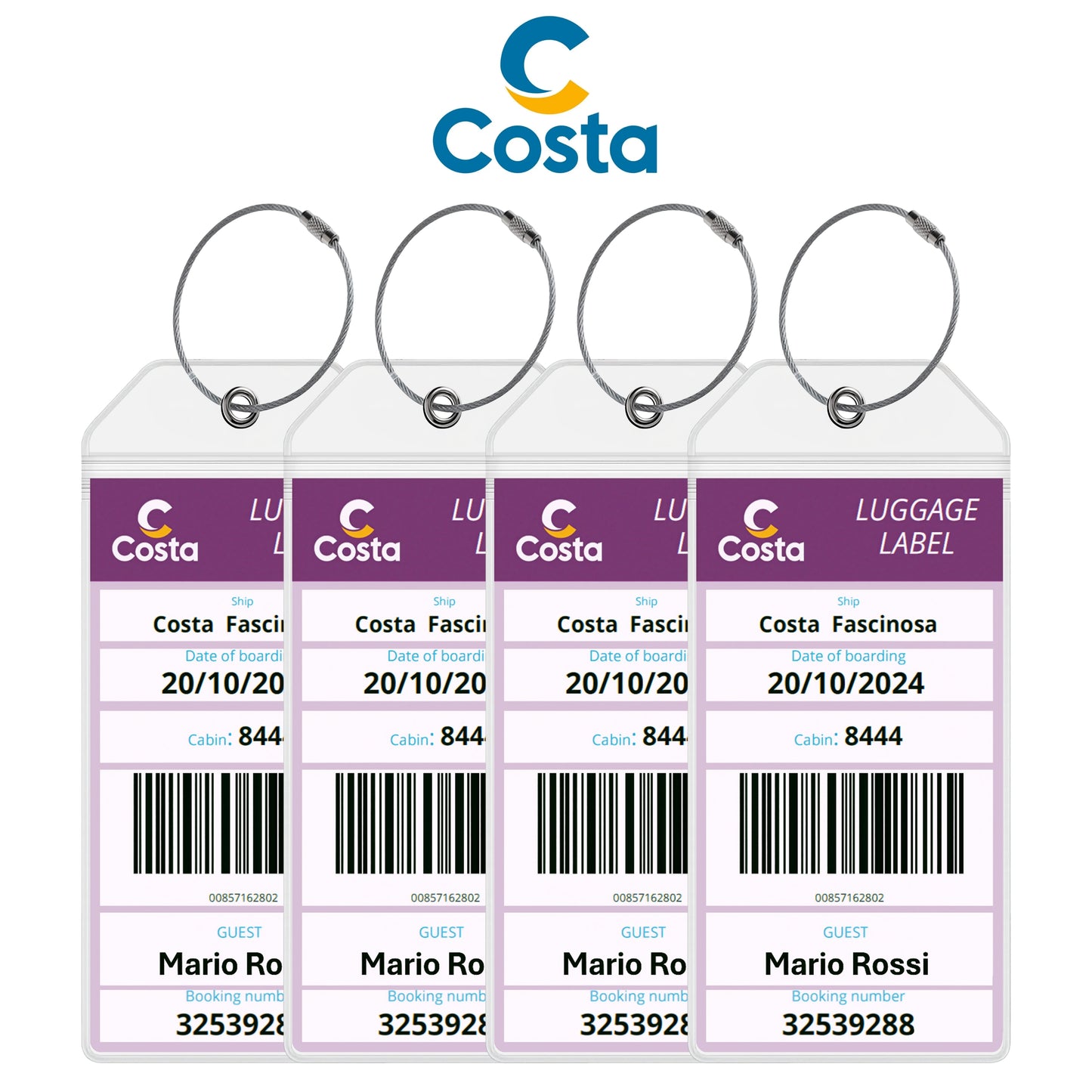 Costa Luggage Tag Holders - Set of 4