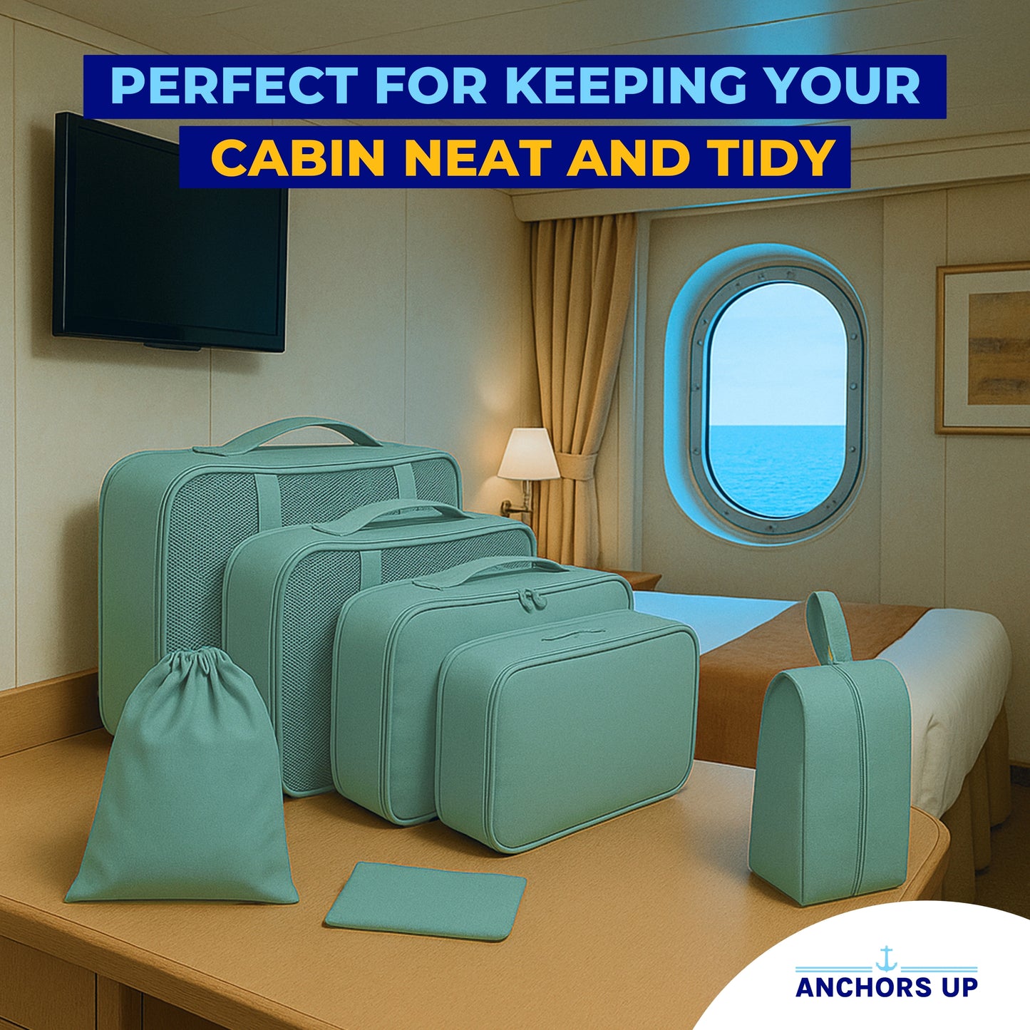 Cruise Packing Cubes - 7 Piece Set with Shoe & Laundry Bags