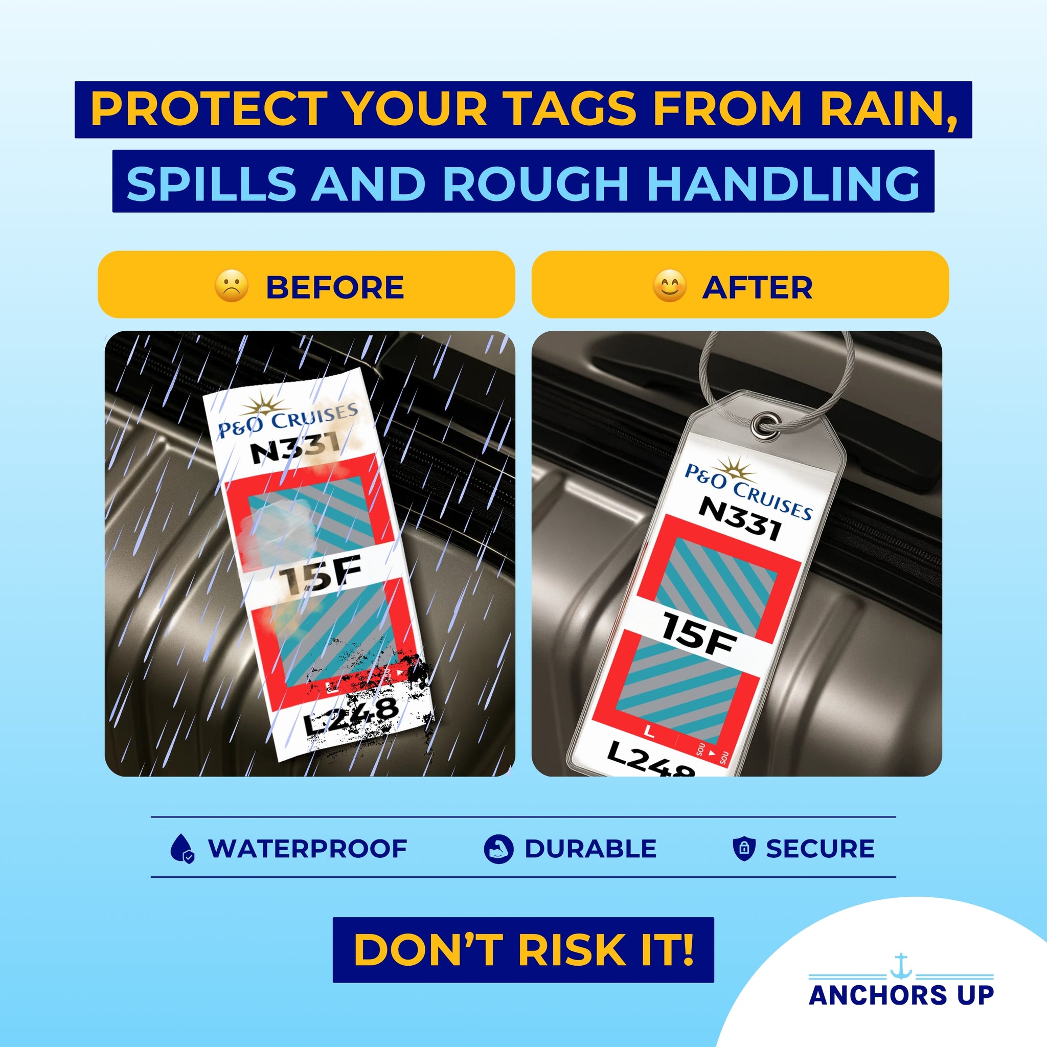 Protect your tags from rain, spills and rough handling with waterproof, durable and secure tags
