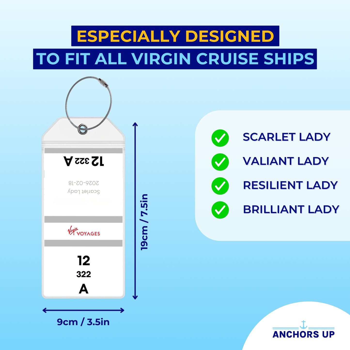 Virgin Voyages Kreuzfahrt Gepäckanhänger Halter - Set von 4