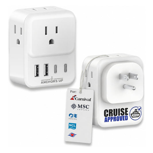 Cruise Approved US Plug Extender – 8-in-1 Multi Plug Adapter with USB