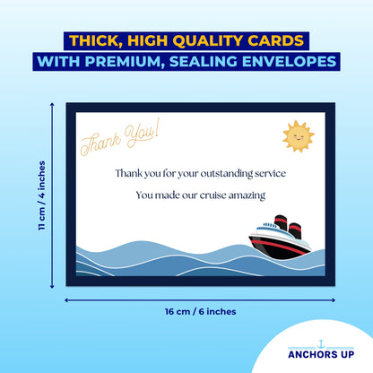Cruise Staff Thank You Cards with Envelopes - Set of 6