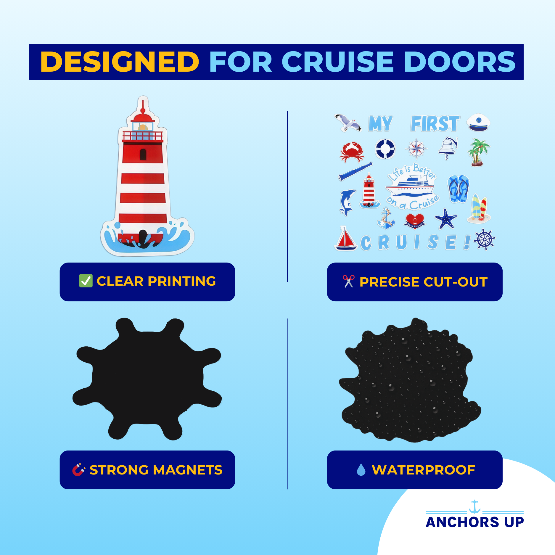 Türmagnete im maritimen Design für Kreuzfahrten, 27er-Set