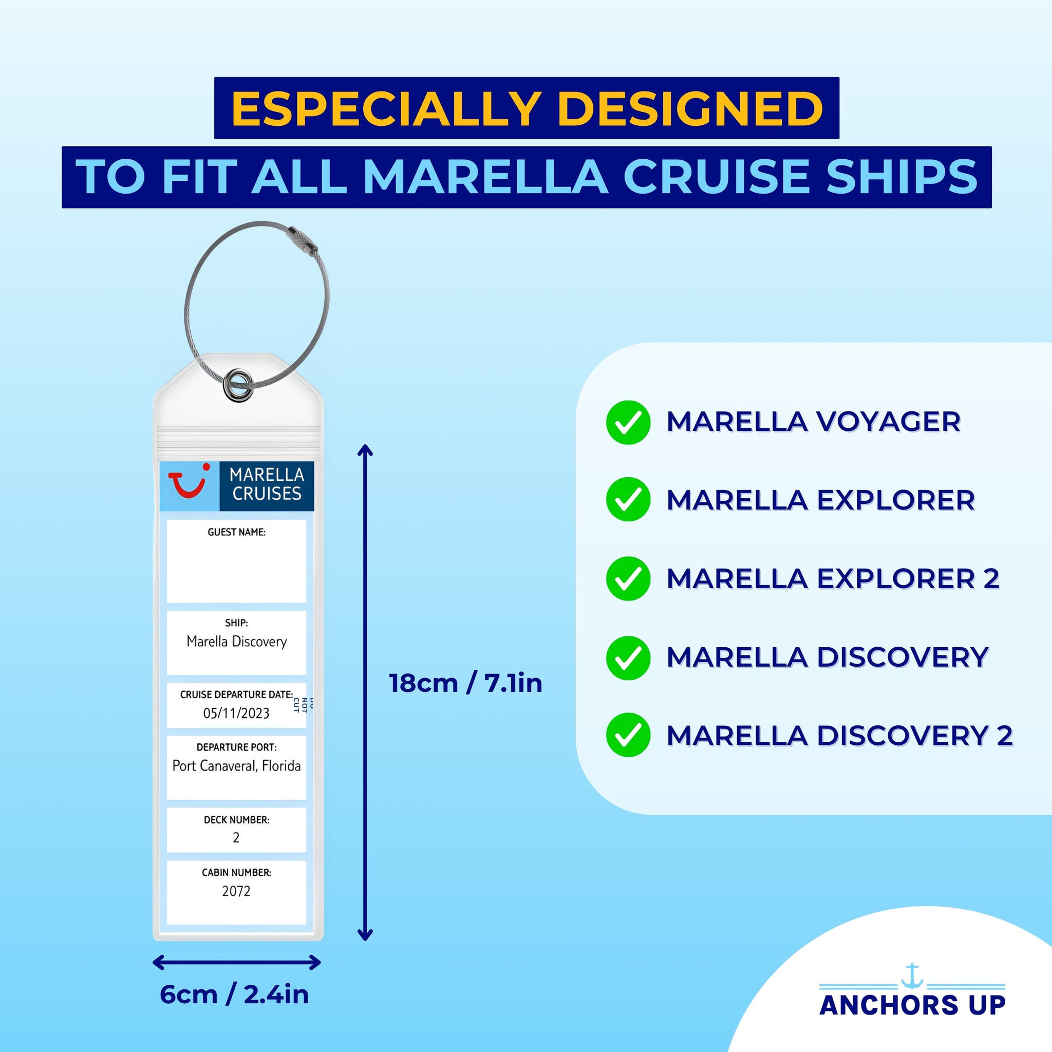 Especially designed to fit all Marella (TUI) cruise ships