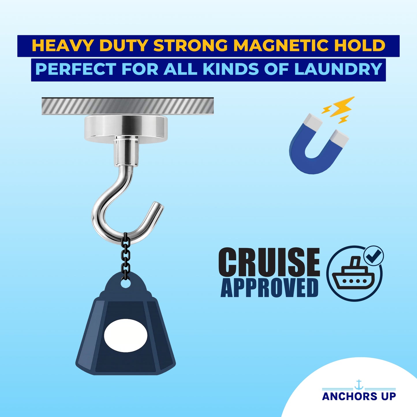 Magnetic Clothesline for Cruise Cabin & Bathroom - Cruise Approved with Non-Scratch Magnets
