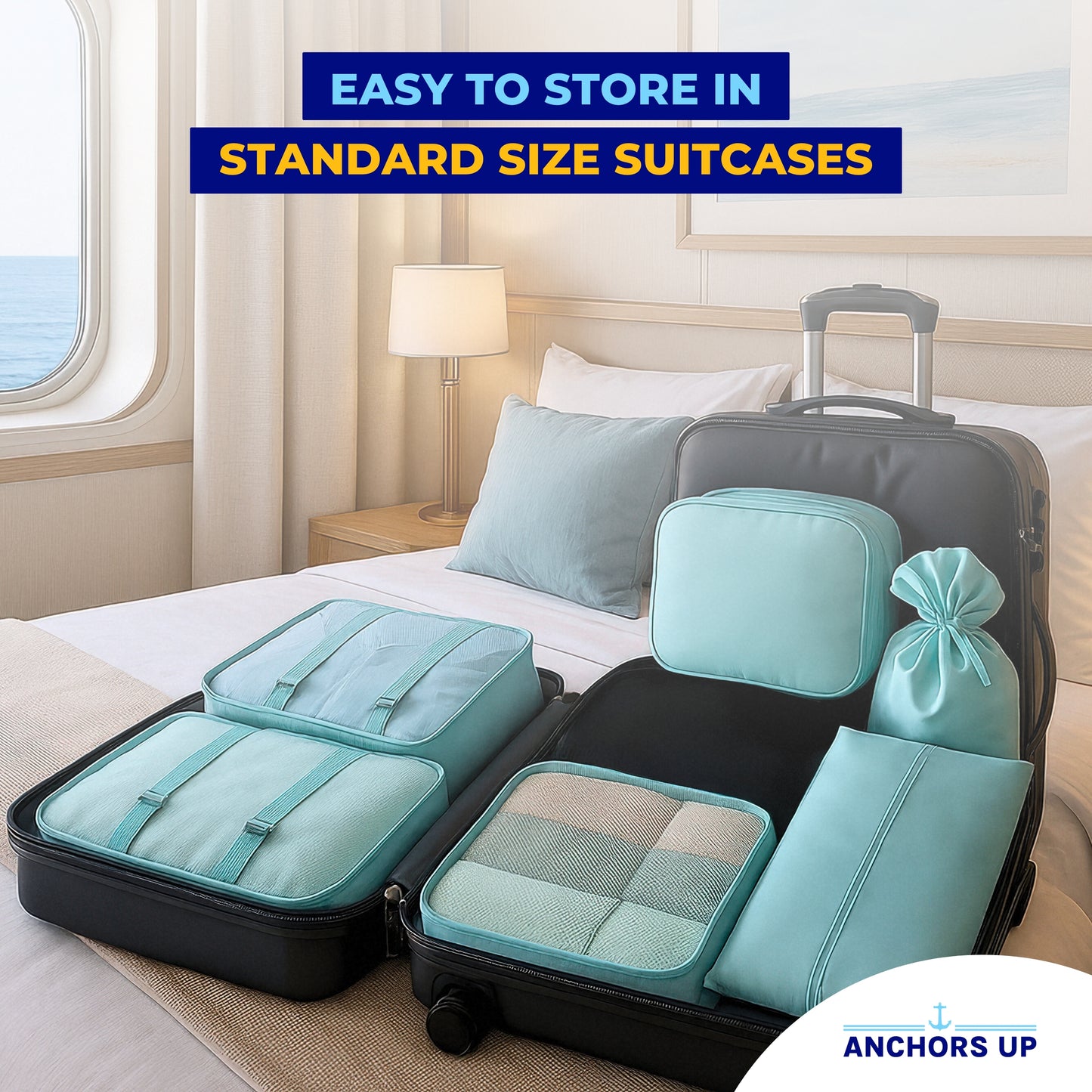 Cruise Packing Cubes - 7 Piece Set with Shoe & Laundry Bags