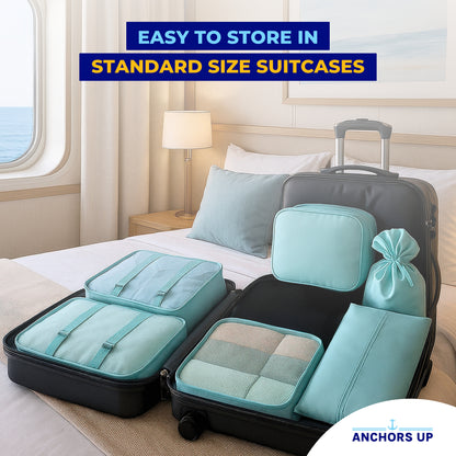 Cruise Packing Cubes - 7 Piece Set with Shoe & Laundry Bags