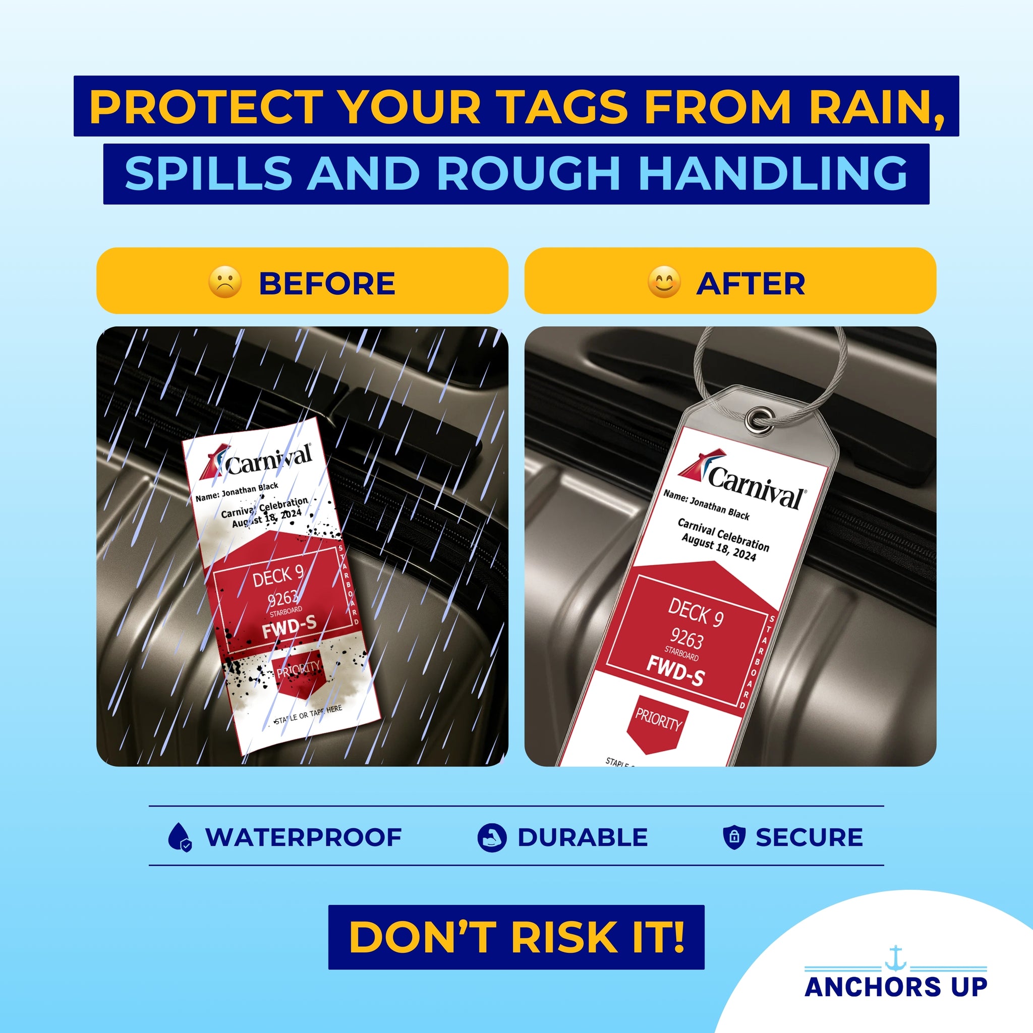 Protect your tags from rain, spills and rough handling with waterproof, durable and secure tags
