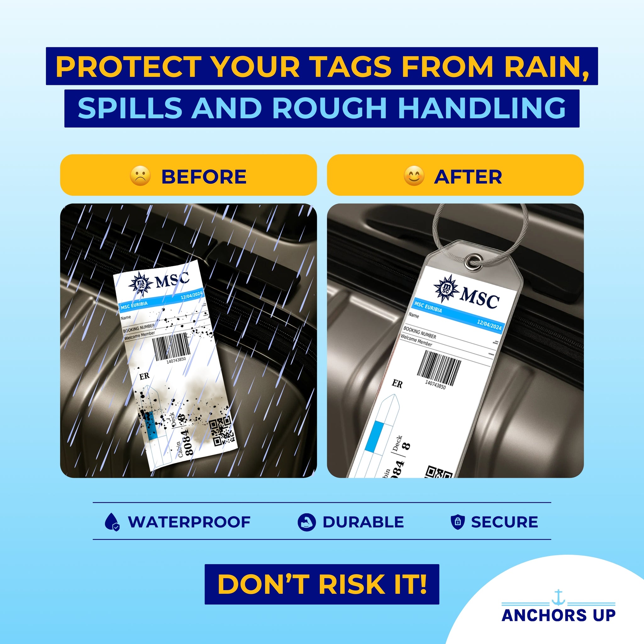 Protect your tags from rain, spills and rough handling with waterproof, durable and secure tags