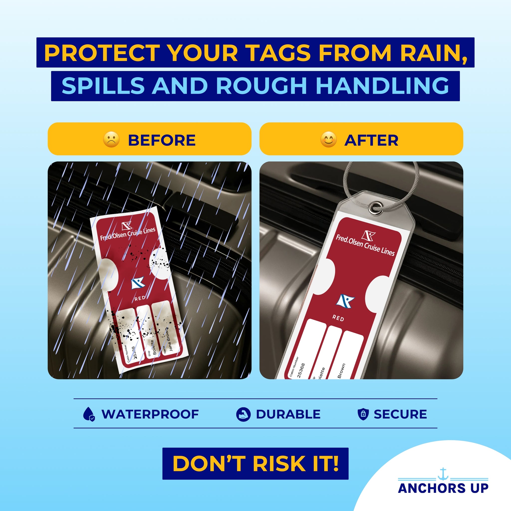 Protect your tags from rain, spills and rough handling with waterproof, durable and secure tags