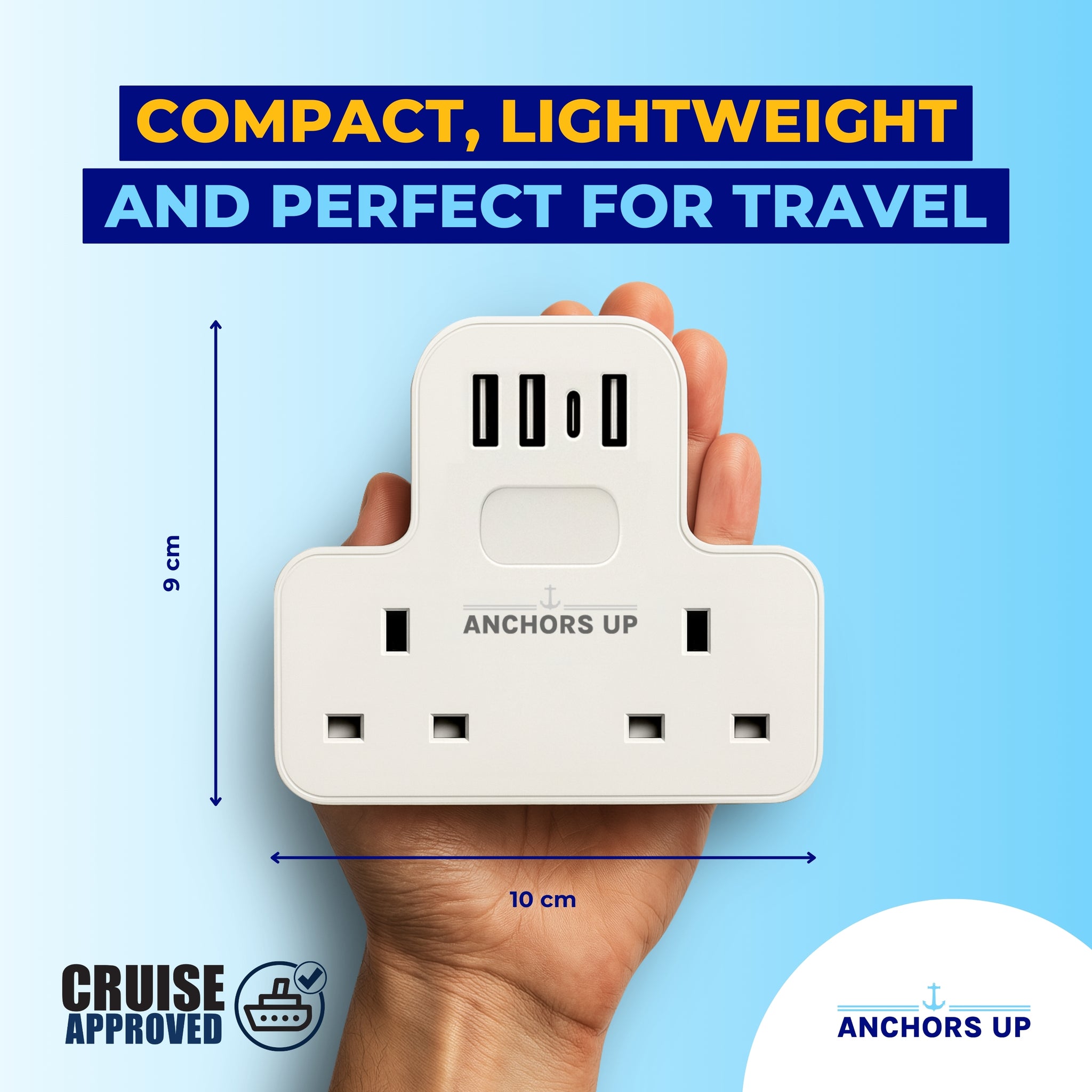 Cruise Approved UK Multi-Plug Adaptor | 7-in-1 with USB & Night Light