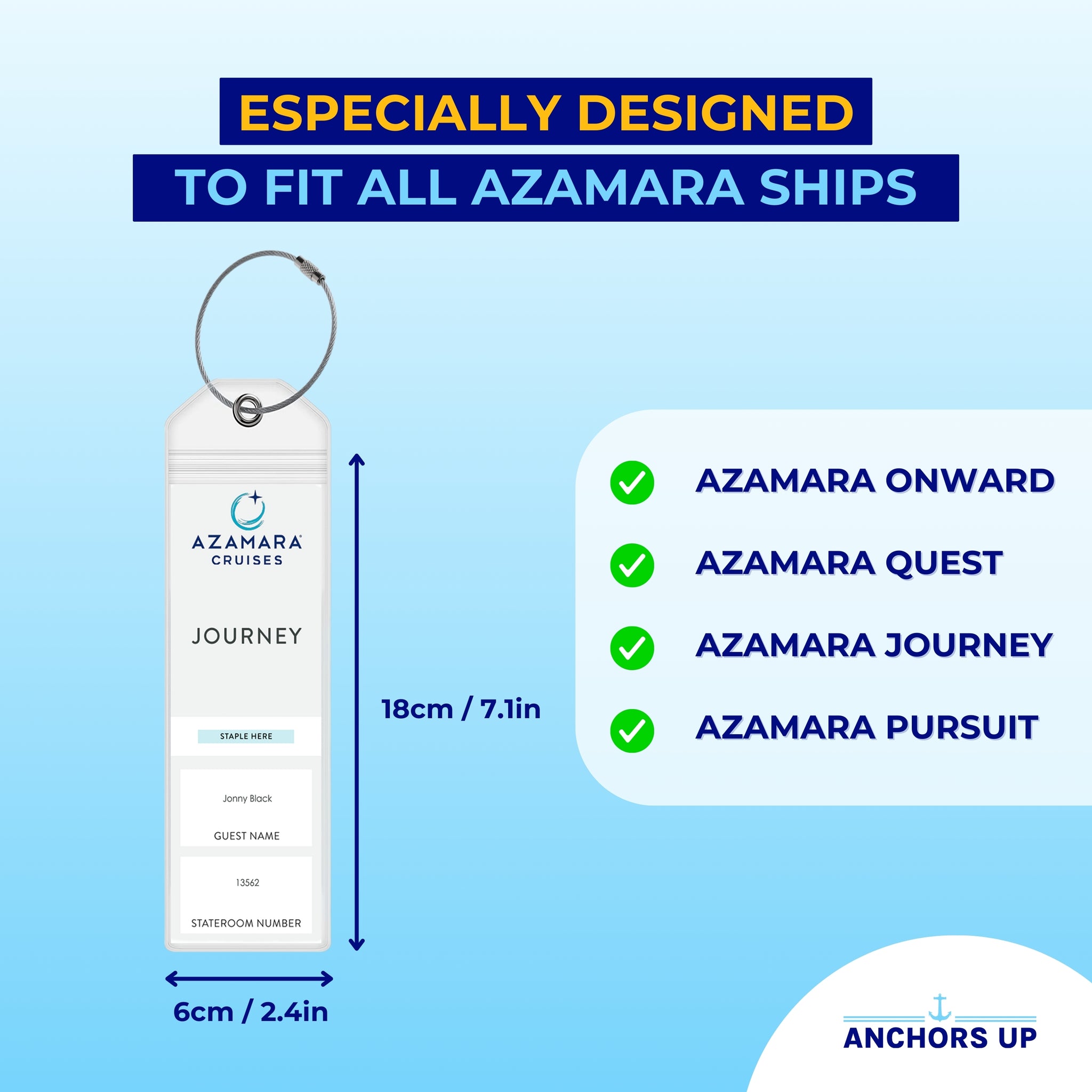 Especially designed to fit all Azamara cruise ships