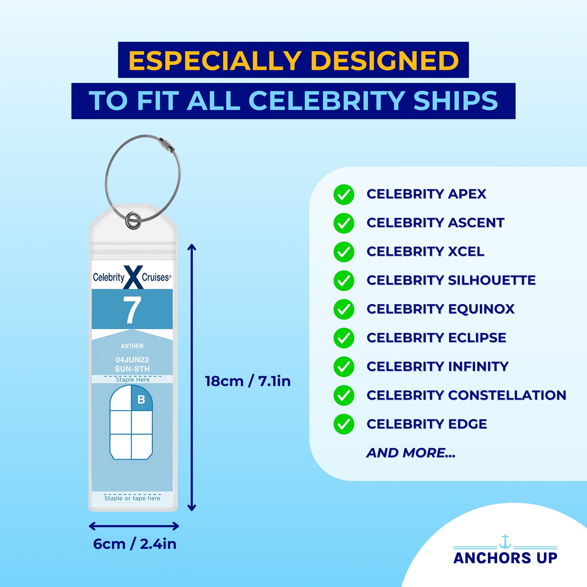 Especially designed to fit all Celebrity cruise ships