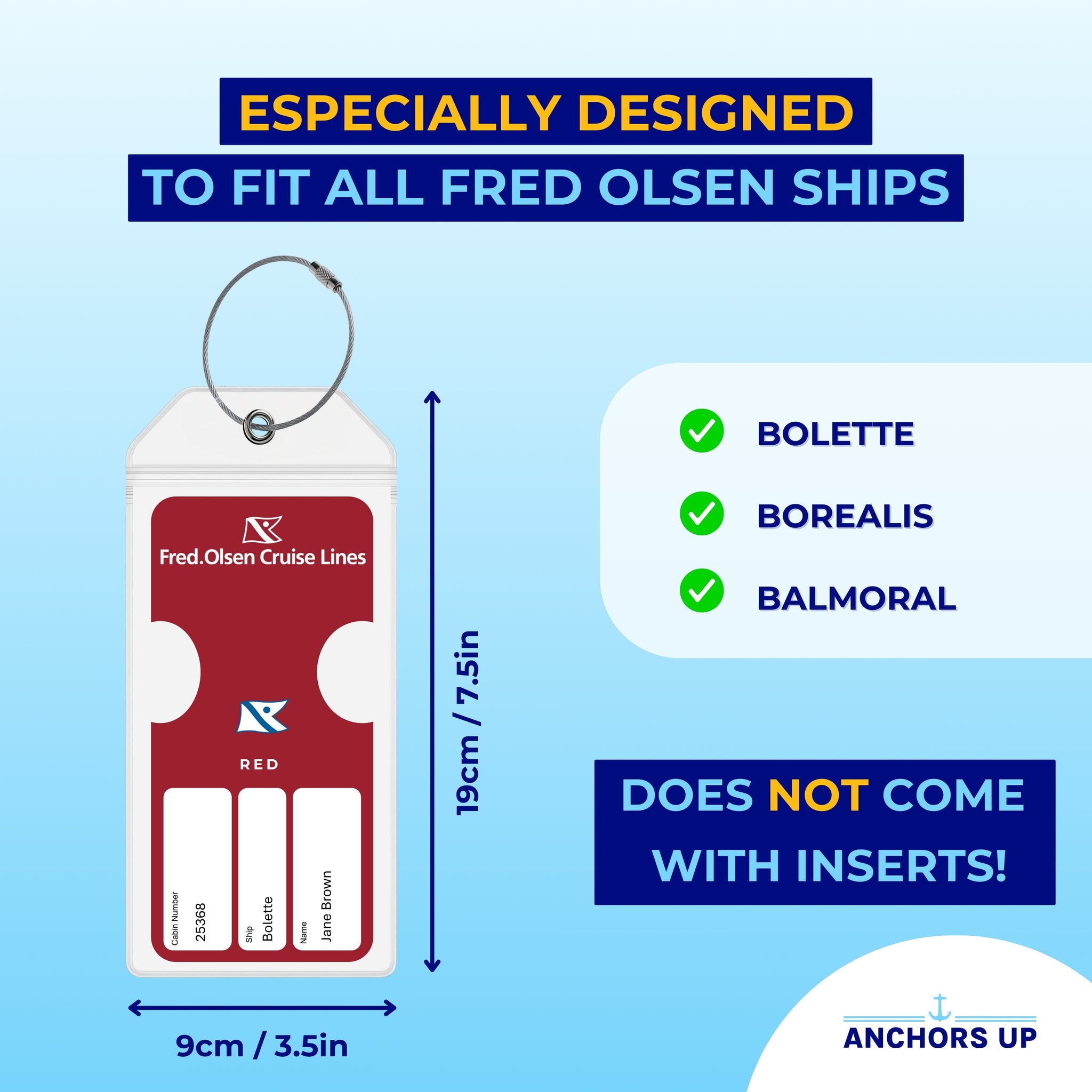 Especially designed to fit all Fred Olsen cruise ships