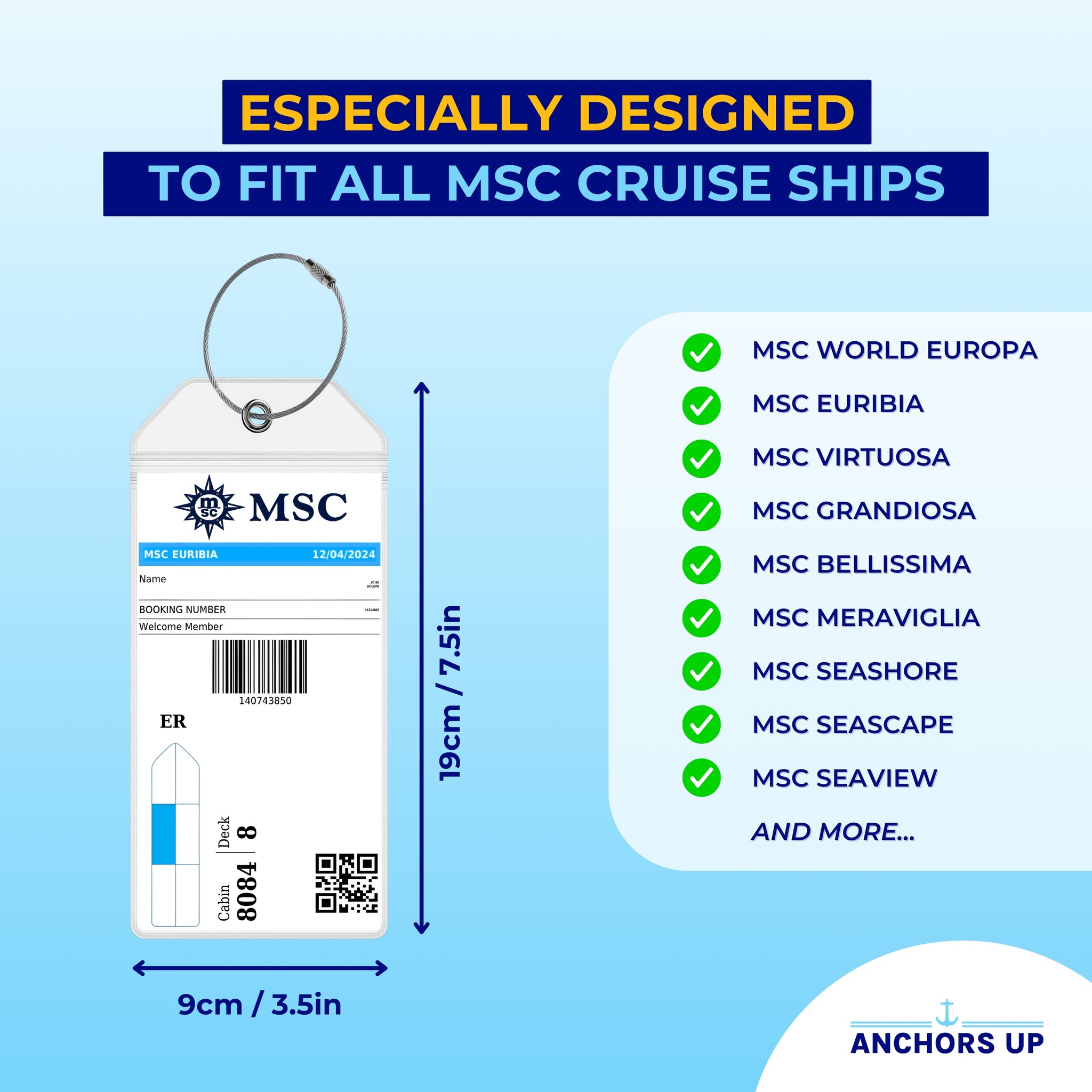Especially designed to fit all MSC cruise ships