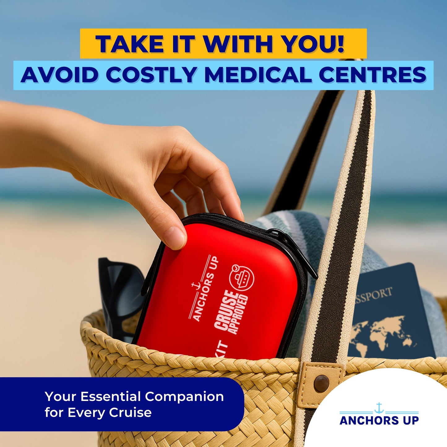 Cruise First Aid Kit - 125 Piece Compact Travel Medical Set