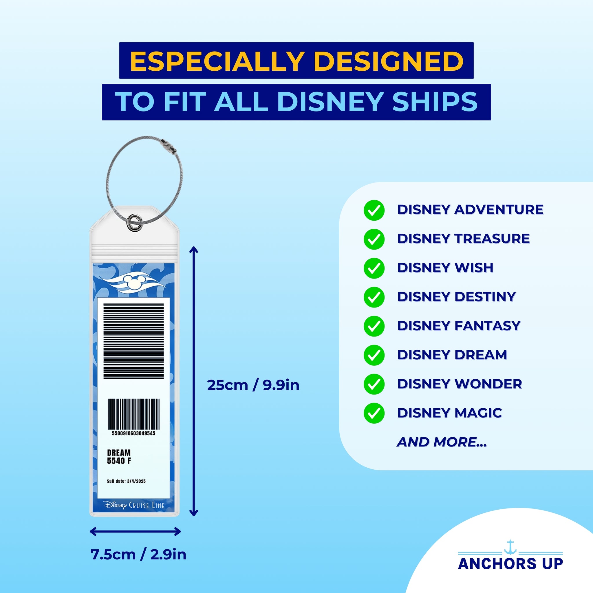 Especially designed to fit all Disney cruise ships