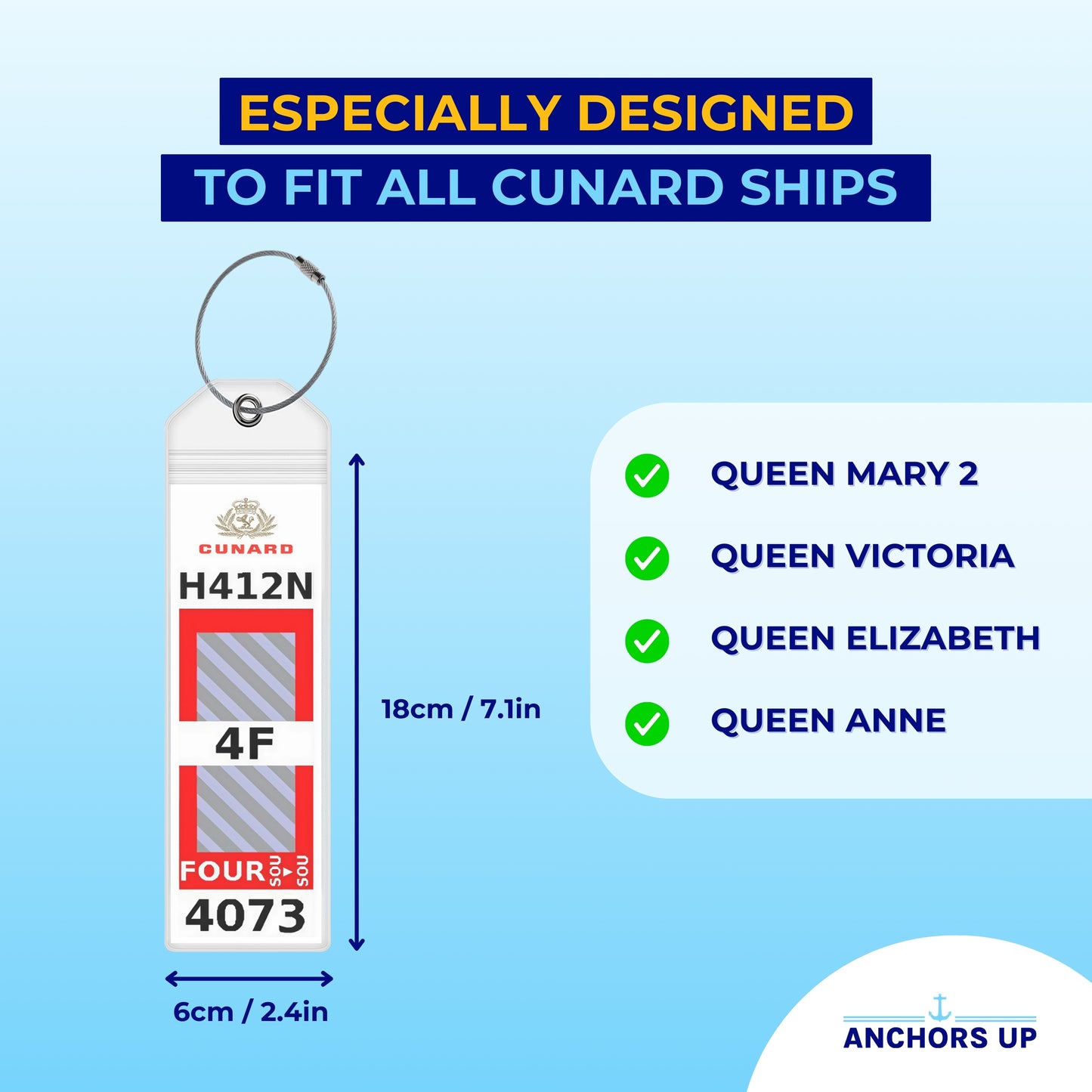 Cunard Cruise Luggage Tag Holders - Set of 4