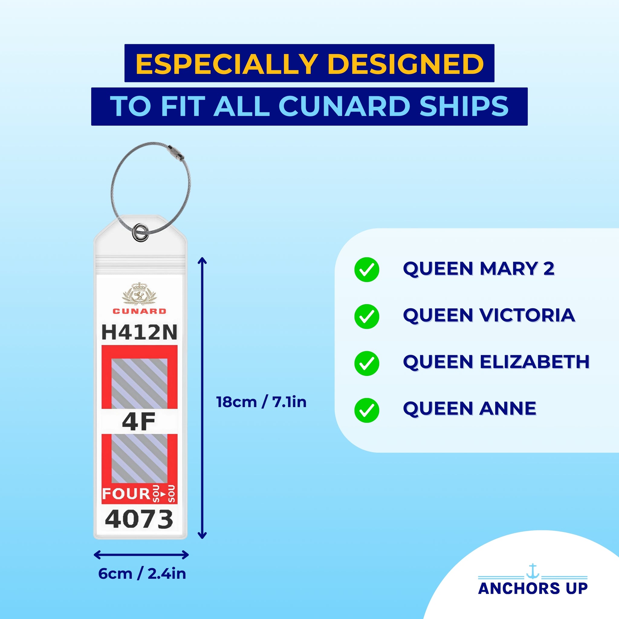 Especially designed to fit all Cunard cruise ships