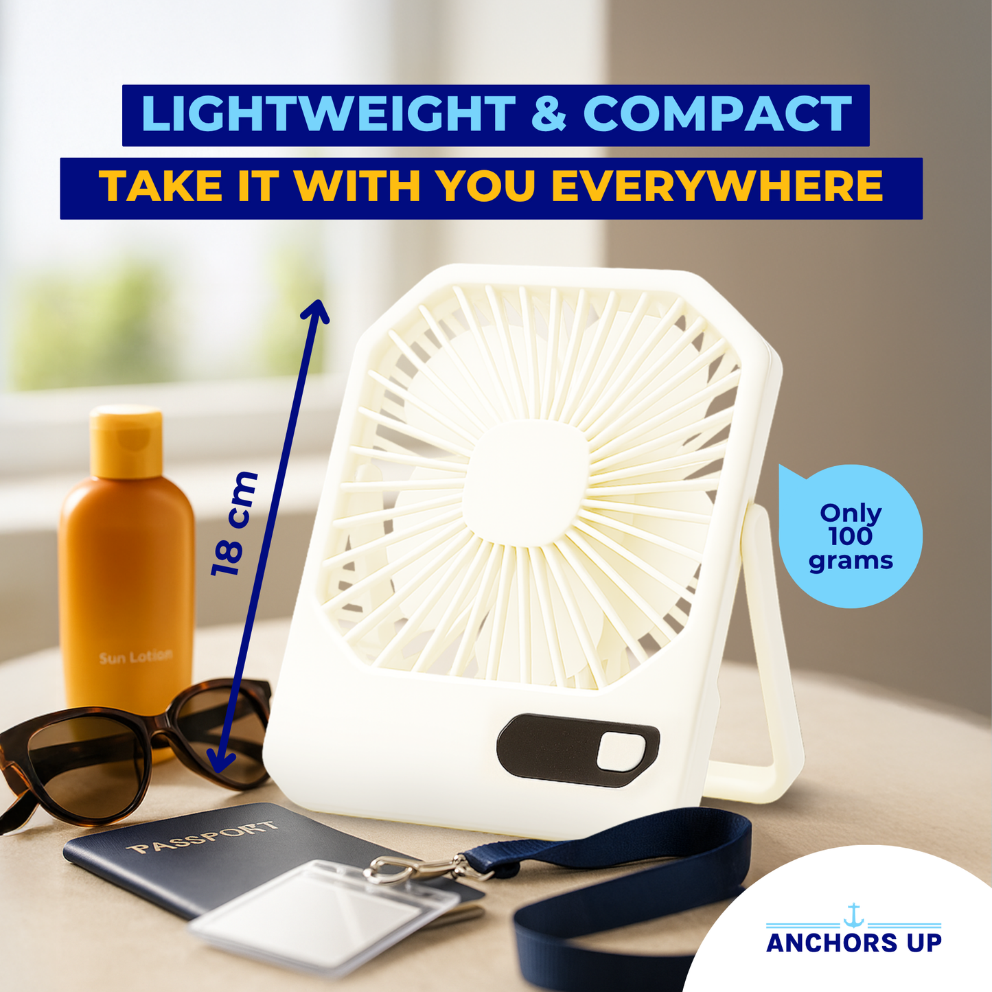 Cruise Approved 3-Speed Travel Desk Fan