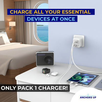 US-Mehrfachstecker für Kreuzfahrten, 8-in-1 mit USB