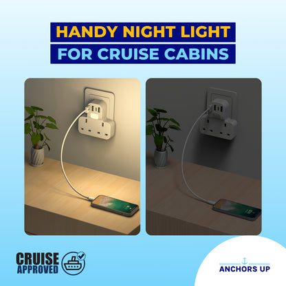 Cruise Approved UK Extension Lead 7-in-1 (2 UK + 3 USB-A + 1 USB-C + Night Light)