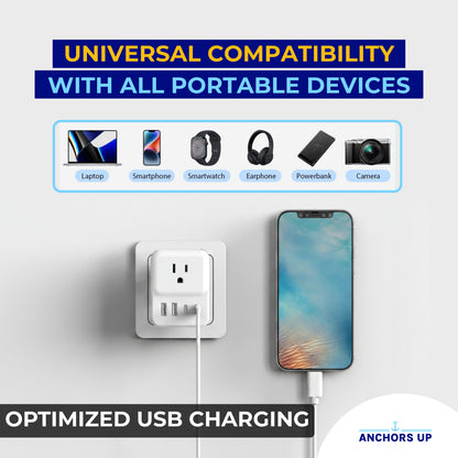 US-Mehrfachstecker für Kreuzfahrten, 8-in-1 mit USB