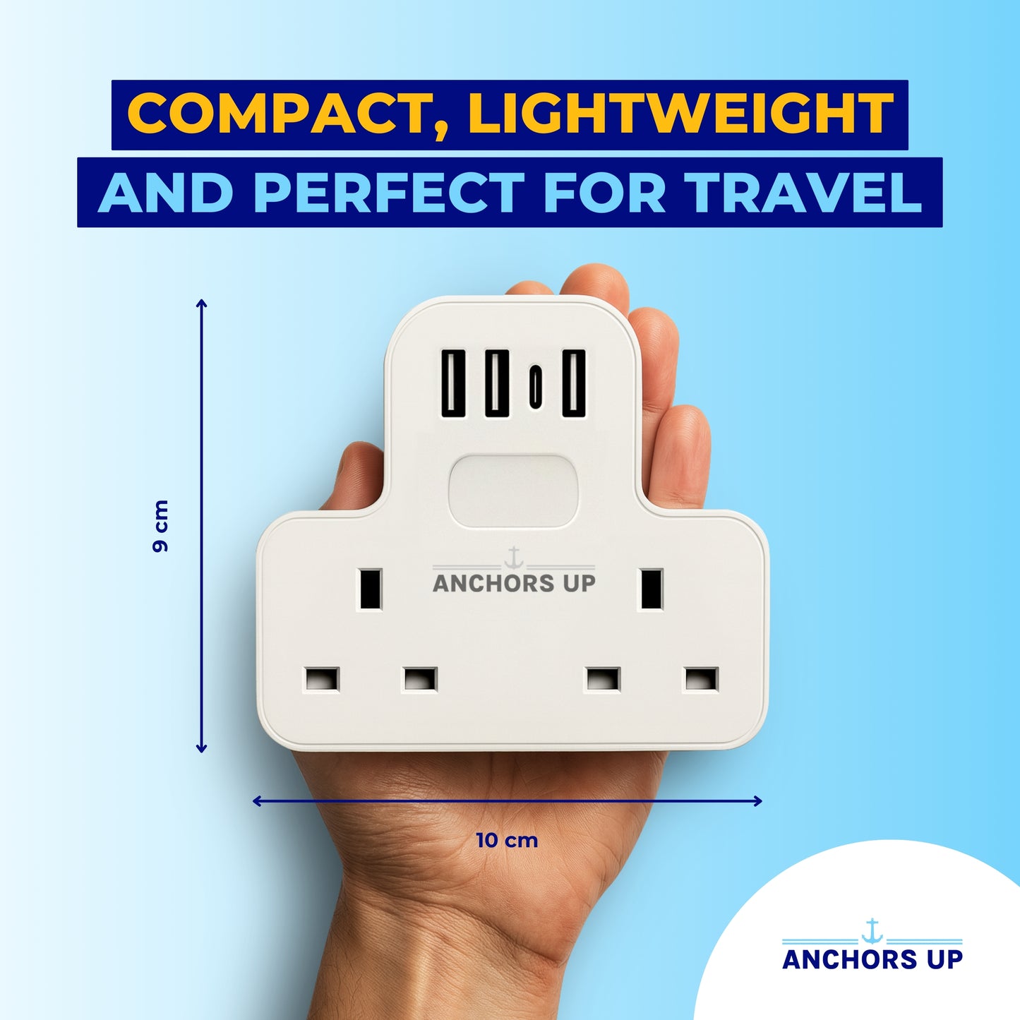 Cruise Approved UK to EU Travel Adaptor 7-in-1  (2 UK + 3 USB-A + 1 USB-C + Night Light) | Perfect for P&O, Marella, MSC and more