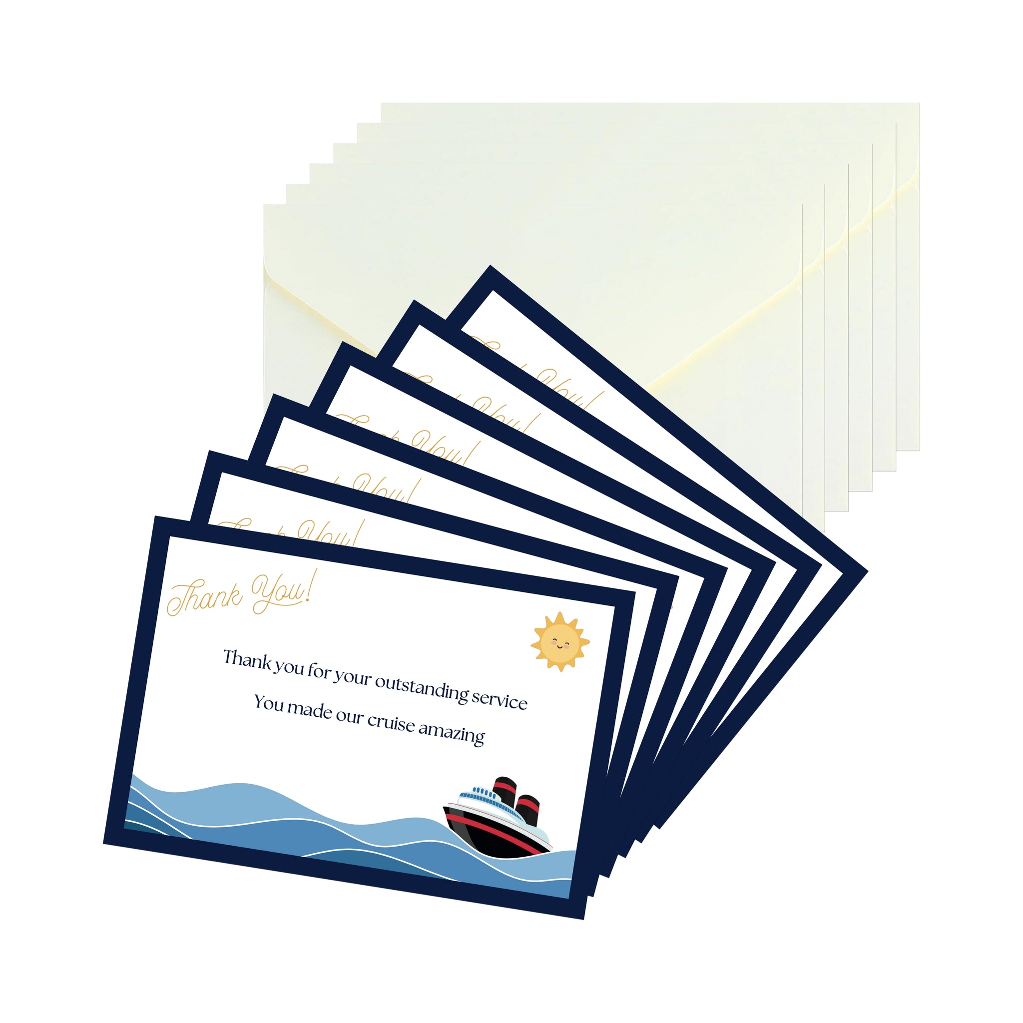 Dankeskarten für die Kreuzfahrt-Crew mit Umschlägen, 6er-Set