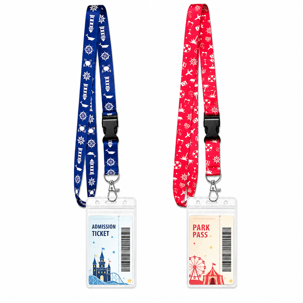Freizeitpark-Lanyards mit Kartenhalter, 2er-Set