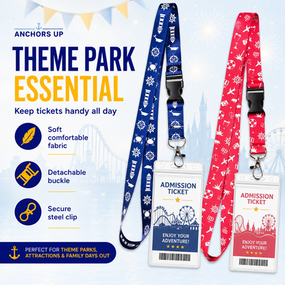 Freizeitpark-Lanyards mit Kartenhalter, 2er-Set