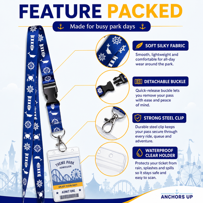 Freizeitpark-Lanyards mit Kartenhalter, 2er-Set
