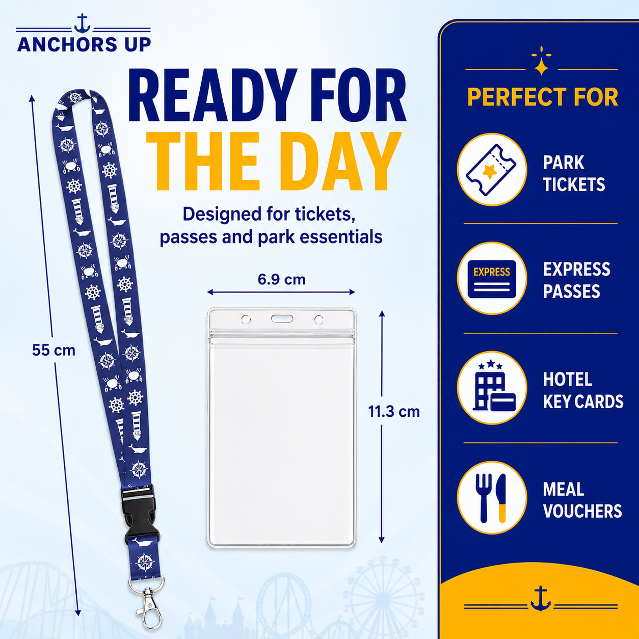 Freizeitpark-Lanyards mit Kartenhalter, 2er-Set