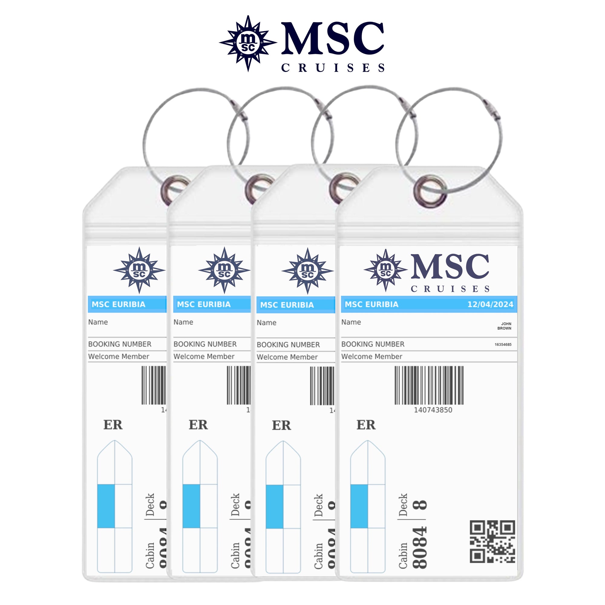 MSC Cruise Luggage Tag Holders - Set of 4