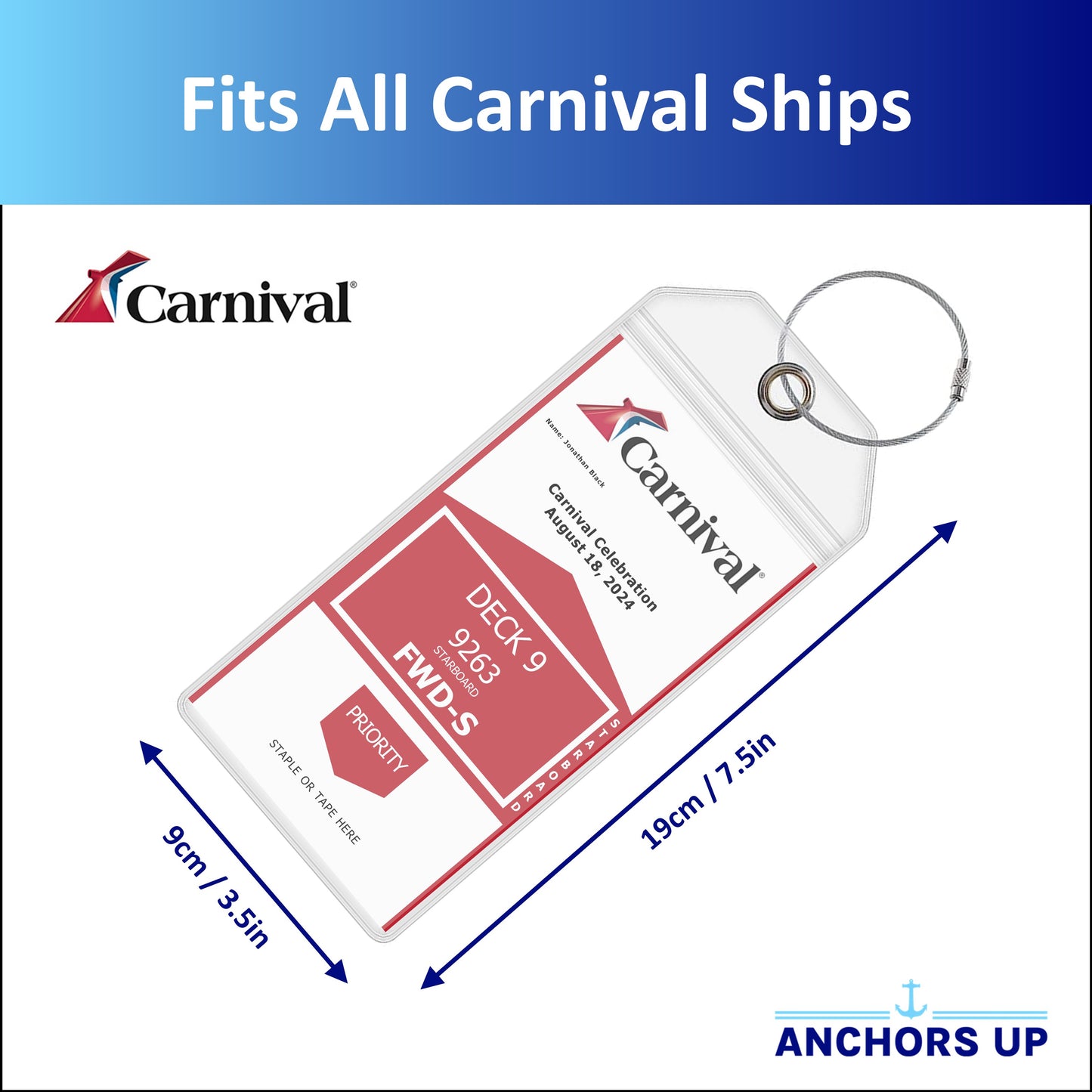 Carnival Cruise Luggage Tag Holders - Set of 4