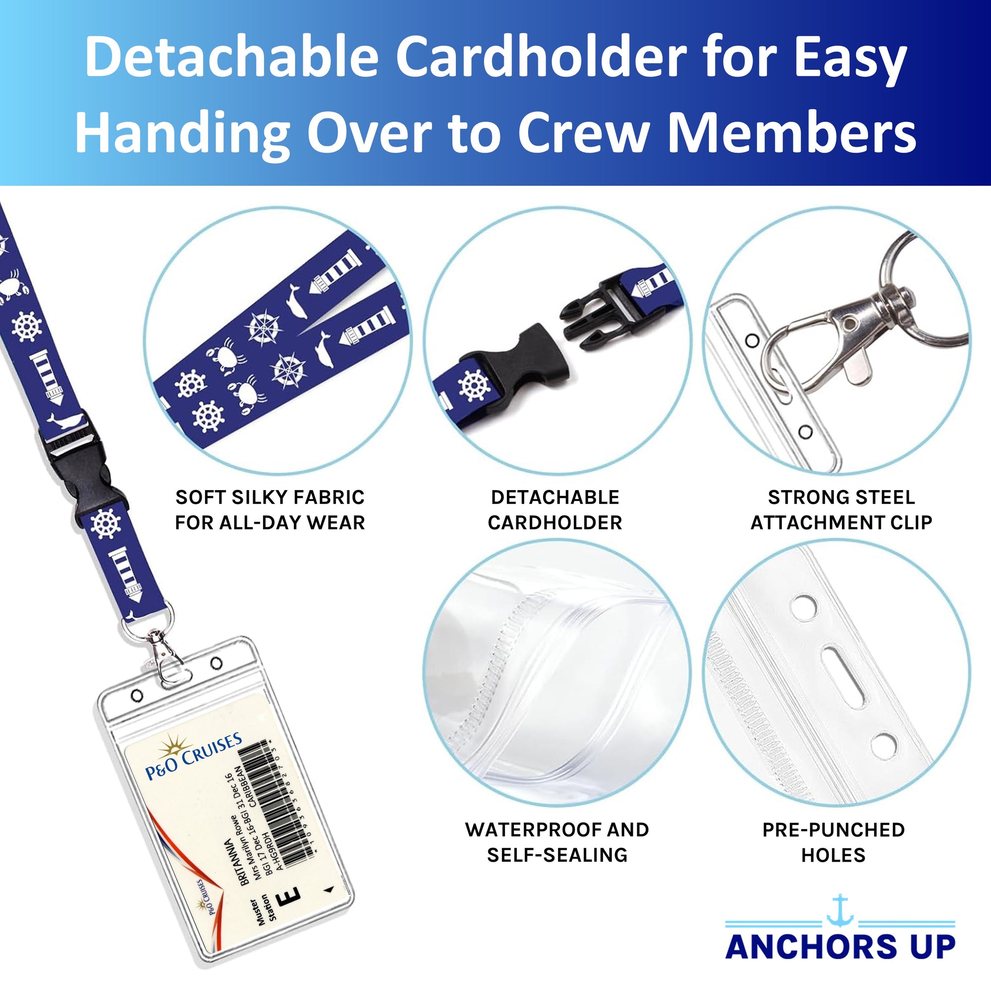 2x Lanyards with Card Holders, Detachable Retractable, Light and Dark Blue